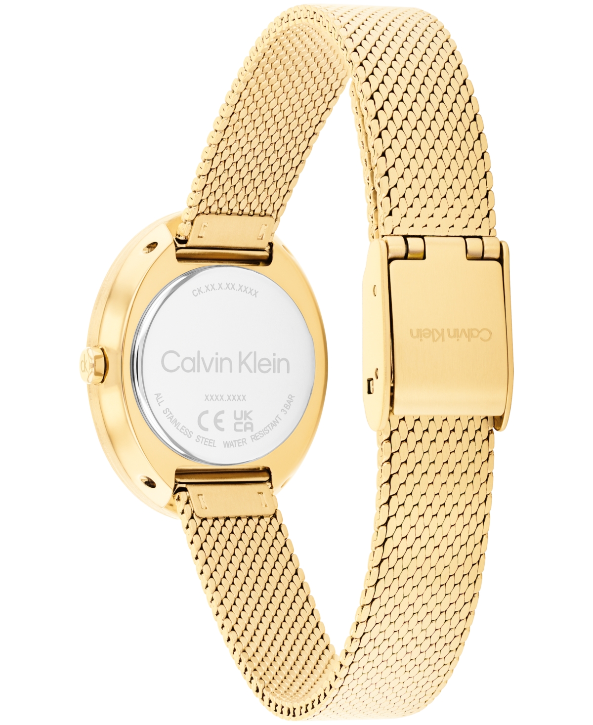 Calvin Klein Women's Twisted Bezel Gold Tone Stainless Steel Bracelet Watch, 24mm In Gold