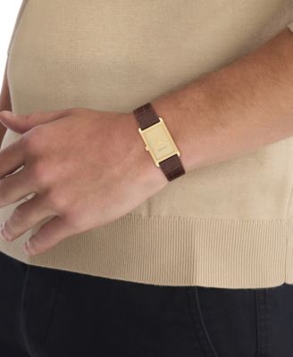 Men's Dapper Brown Leather Strap Watch, 24mm