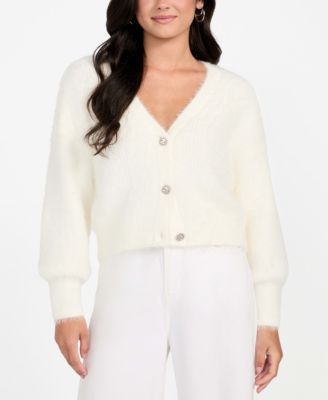 GUESS - Women's Keyla Rhinestone-Button Cardigan Sweater