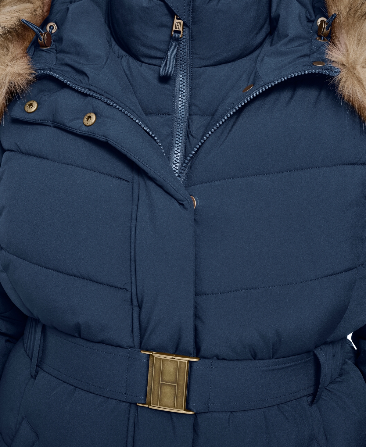 Tommy Hilfiger Plus Size Hooded Puffer Coat In Blue