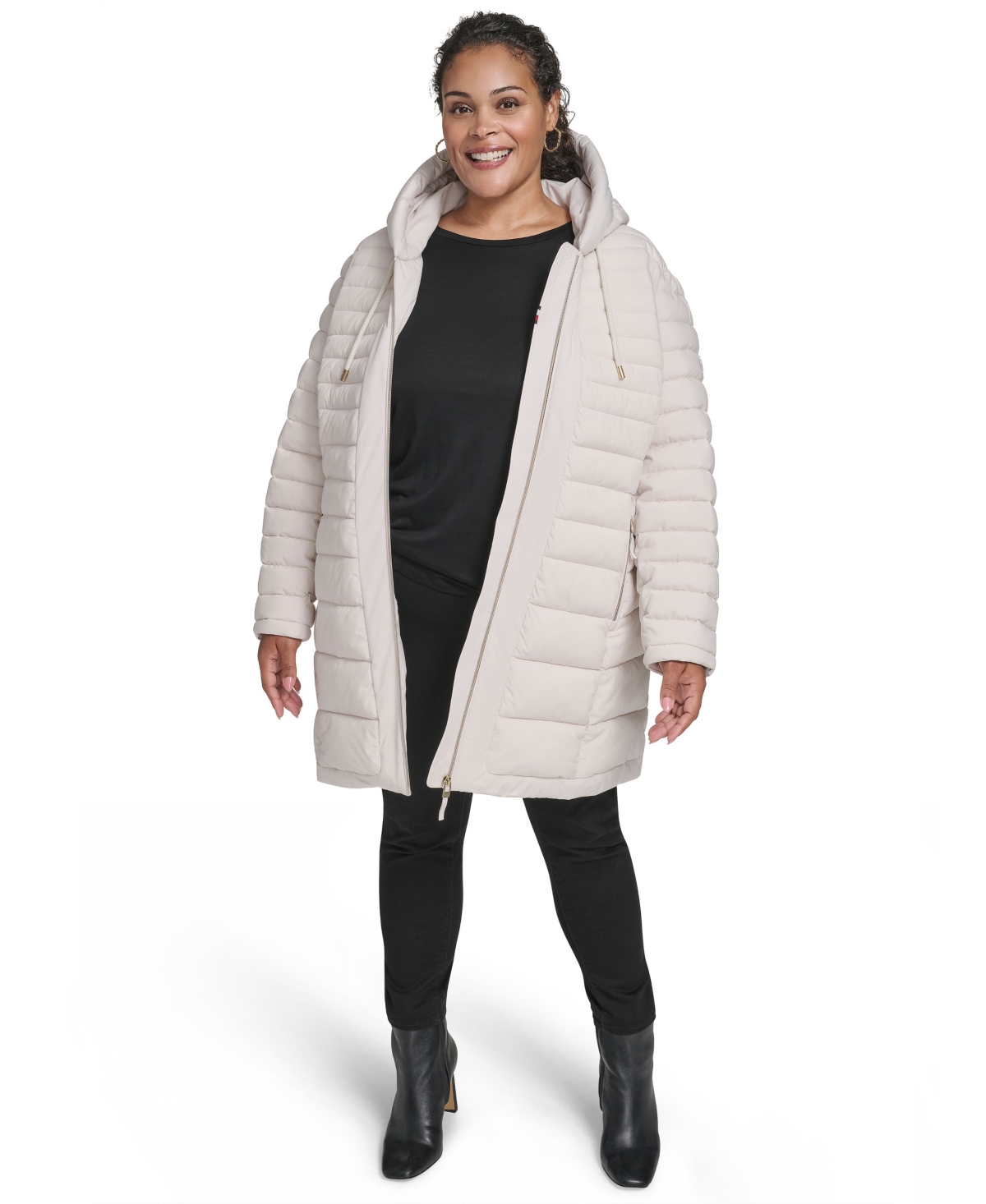 Tommy Hilfiger Plus Size Hooded Packable Puffer Coat In White