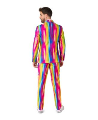 Men's Valentine's Day Suits - Hearts And Rainbow Print Outfits - Love Theme Party Suits