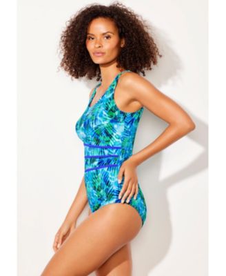 Women's Chlorine Resistant Spliced Tank One Piece Swimsuit