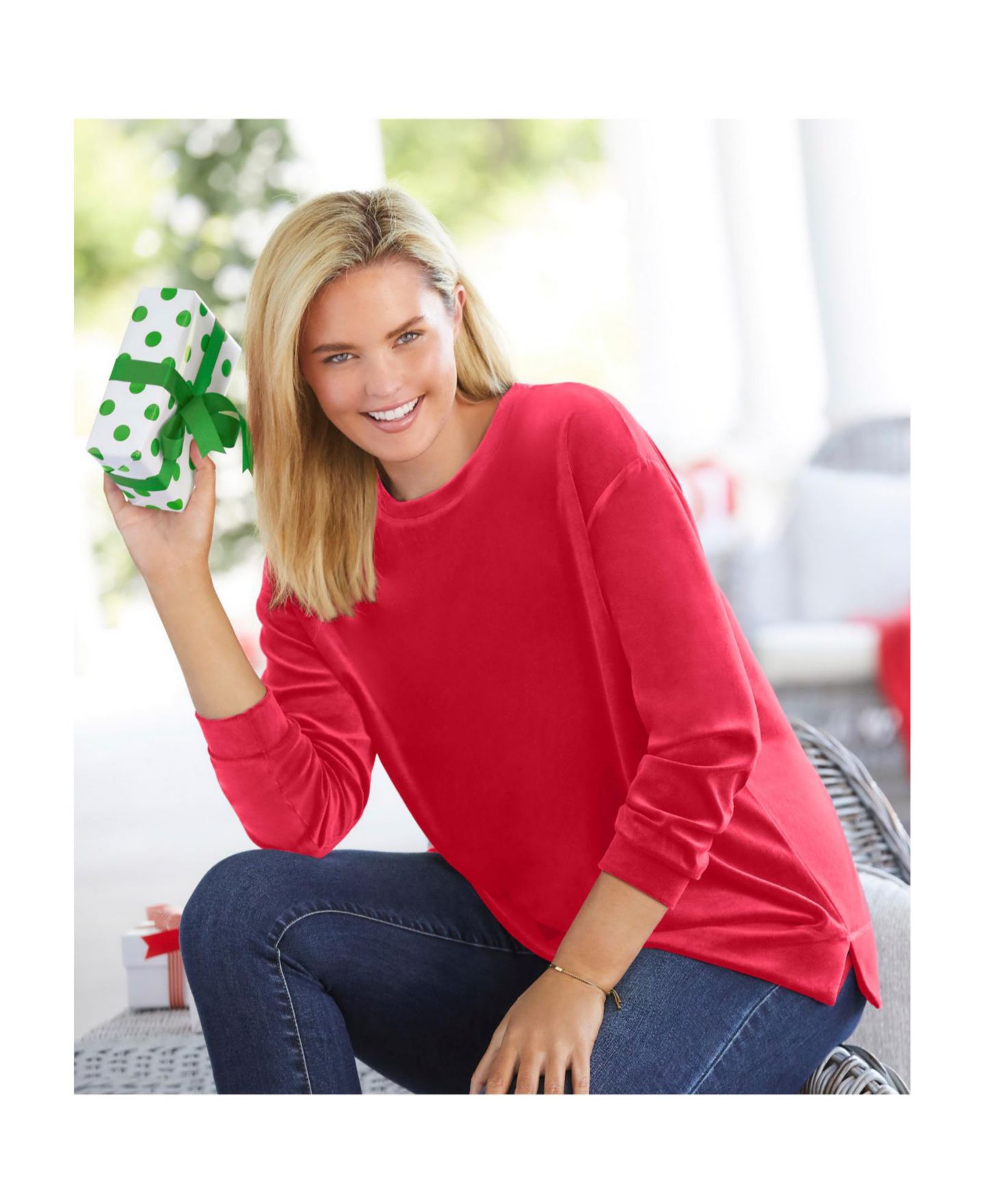 Женская толстовка Woman Within Within Plush Velour Tunic, цвет: Чёрный — фото 3