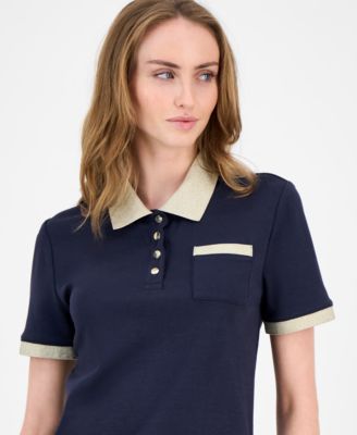 Women's Cotton Shine-Collar Polo Top