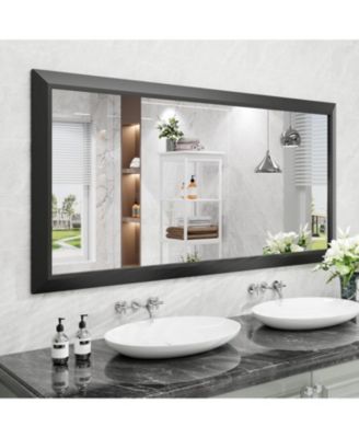 Bathroom Mirror, 60" x 30" Inch Thick Metal Framed Wall Mirrors for Over Sink, Bedroom, Living Room, Entryway, Rectangle Wall-Mounted Mirrors in Black(Horizontal/Vertical)
