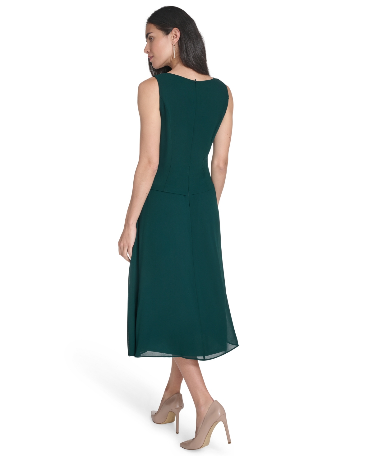 Jessica Howard Petite Lace Jacket & Chiffon Midi Dress Set In Green