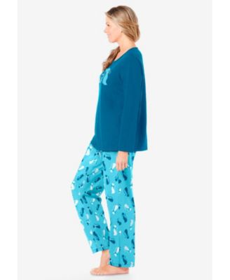 Women's Dreams and Co. Long Sleeve Knit PJ Set