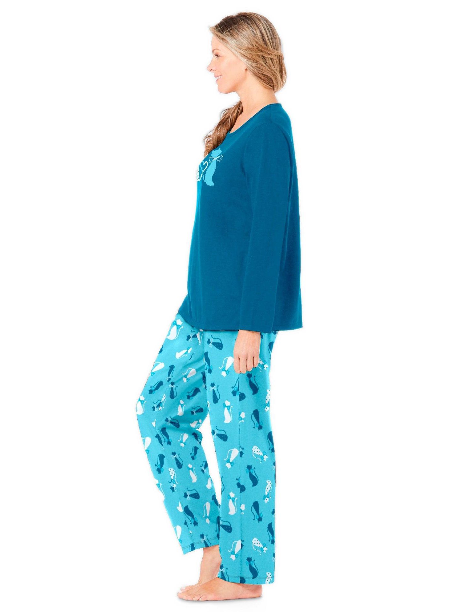 Women's Dreams and Co. Long Sleeve Knit PJ Set