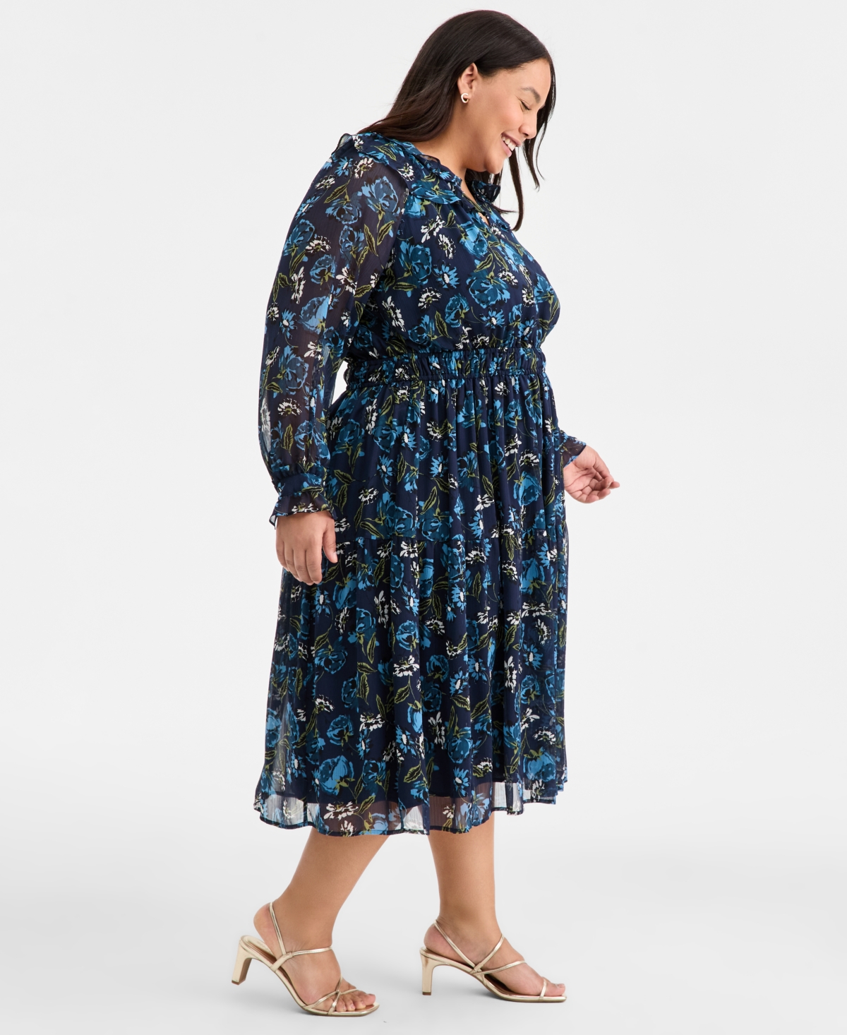 On 34th Trendy Plus Ruffled-Collar Midi Dress, Macy's Exclusive