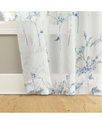Maeve Botanical Print Sheer Rod Pocket Curtain Panel
