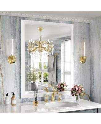 Bathroom Mirror, 36" x 28" Inch Thick Metal Framed Wall Mirrors for Over Sink, Bedroom, Living Room, Entryway, Rectangle Wall-Mounted Mirrors in White(Horizontal/Vertical)Brand