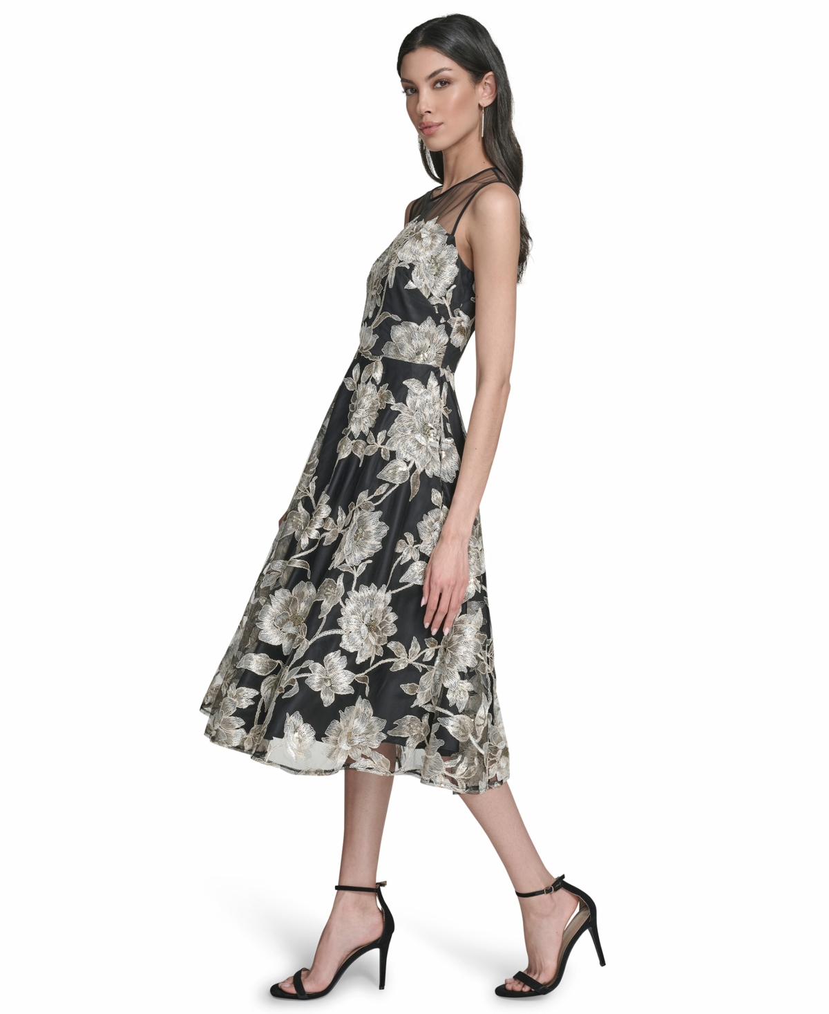 Eliza J Women's Lace Crewneck Midi Dress In Black