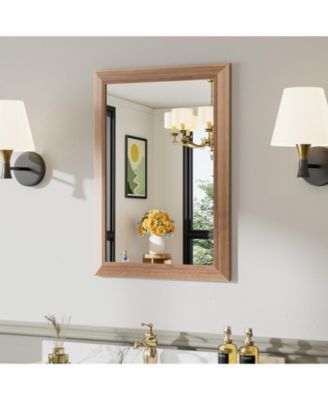 Bathroom Mirror, 28" x 20" Inch Thick Metal Framed Wall Mirrors for Over Sink, Bedroom, Living Room, Entryway, Rectangle Wall-Mounted Mirrors in Dark Brown(Horizontal/Vertical)