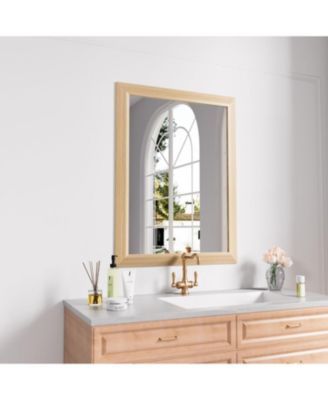 Bathroom Mirror, 32" x 24" Inch Thick Metal Framed Wall Mirrors for Over Sink, Bedroom, Living Room, Entryway, Rectangle Wall-Mounted Mirrors in Light/Pastel Yellow(Horizontal/Vertical)