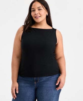 Trendy Plus Size Knit Boat-Neck Tank Top