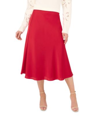 Women's A-line Side-Zip Satin Midi Skirt