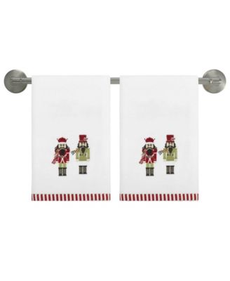 Peppermint Nutcracker Cotton 2-Pc. Hand Towel Set, 28" x 16"