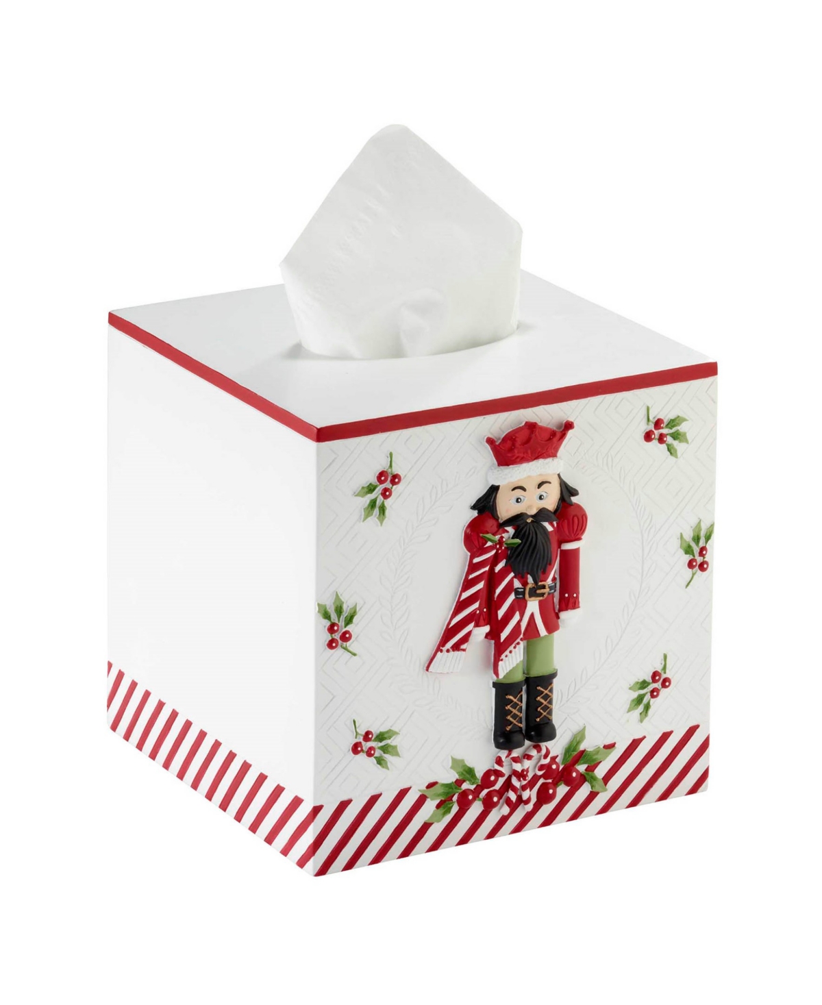 Avanti Peppermint Nutcracker Resin Tissue Cover In Multi