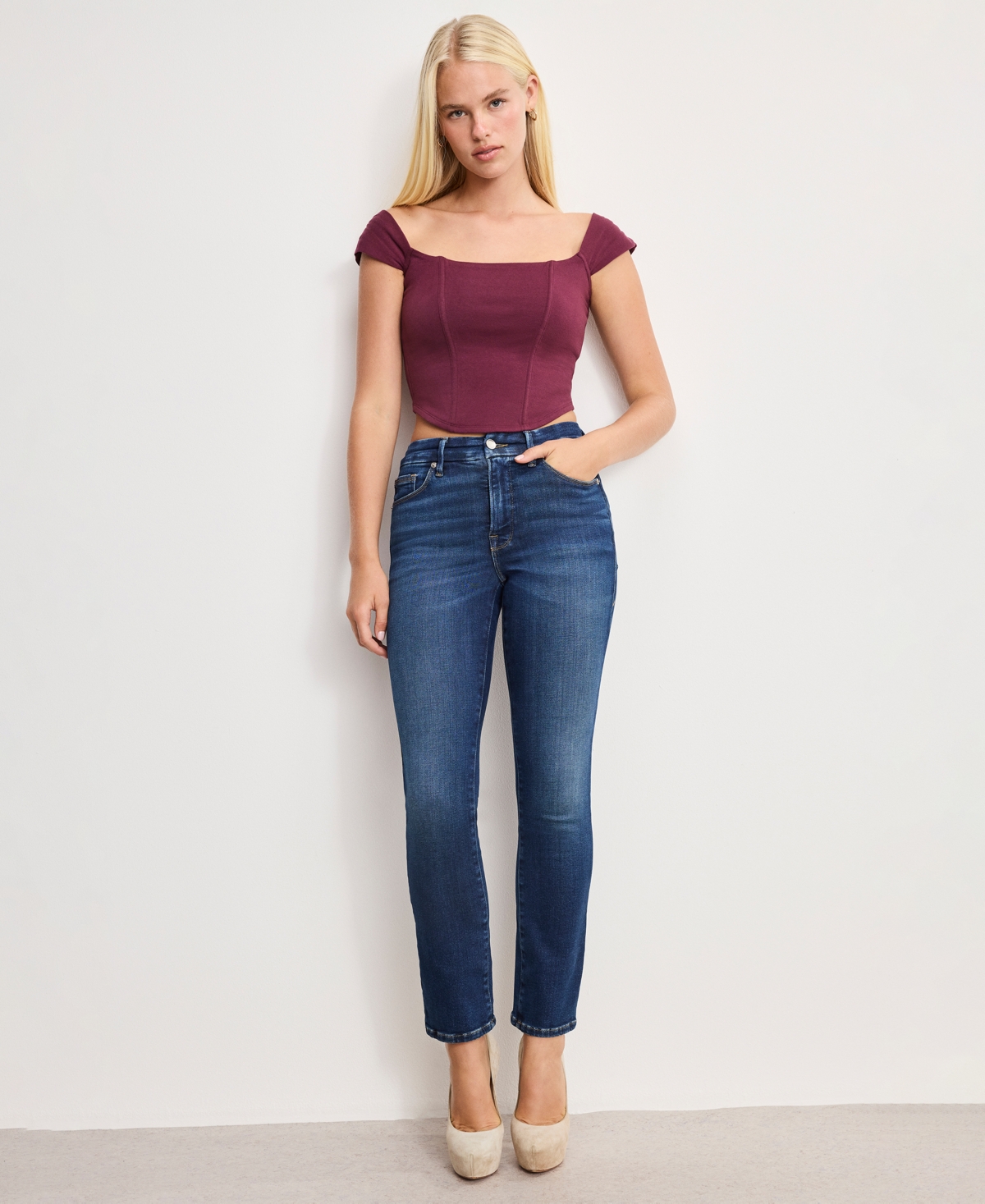 Good American Women's Dolly Joleans Cropped Corset Top, Regular & Plus