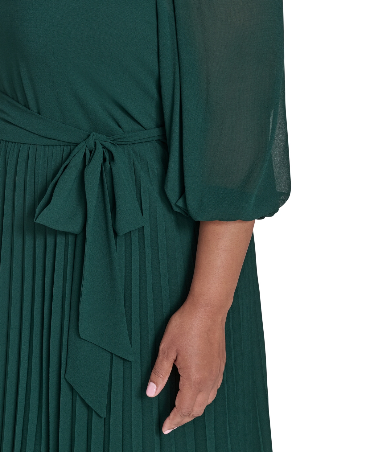 Jessica Howard Plus Size Ballon Sleeve Midi Dress In Green
