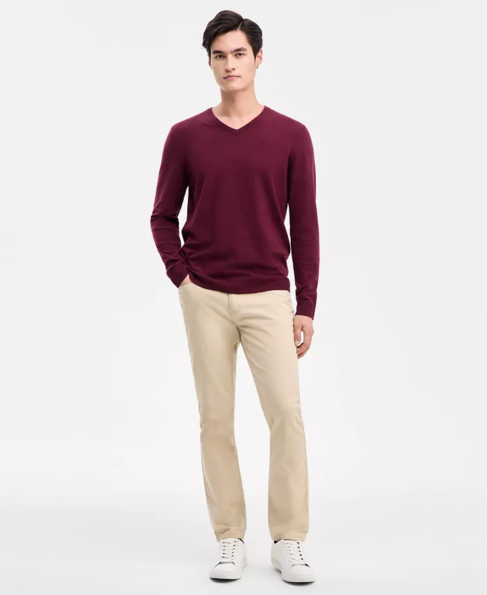 Men's Solid V-Neck Cotton Sweater - thumbnail 6