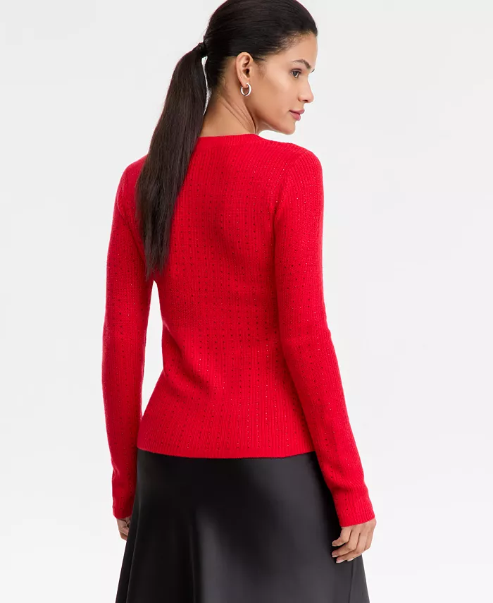 Women's Rhinestone Rib Sweater - thumbnail 2