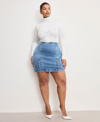 Women's Dolly Joleans Lace-Up Mini Skirt, Regular And Plus Size