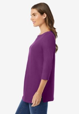 Plus Size Perfect Three-Quarter Sleeve Boatneck Tee