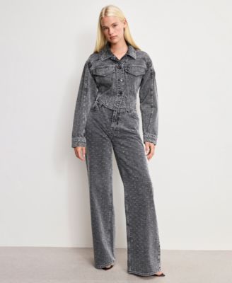 Women's Dolly Joleans Crystal Good Skate Wide Leg Jeans, Regular & Plus Size