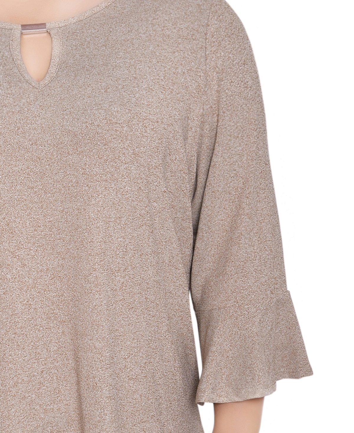Ny Collection Plus Size 3/4 Bell Sleeve Top In Gray