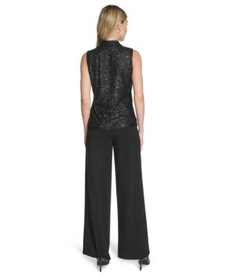 Women's Sequin Detail V-Neck Blouse