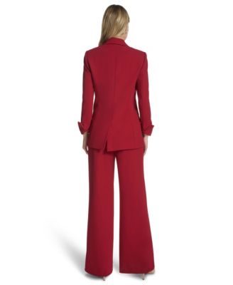Calvin Klein Womens Open Front Jacket Straight Leg Pant In Red