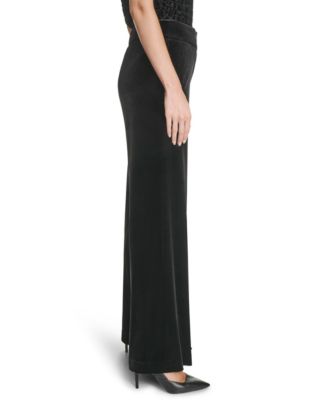 Women's Wide-Leg Mid-Rise Velvet Pants