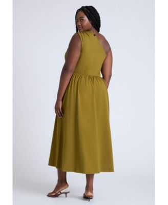 Elements Women's Plus Size Maxi One Shoulder Dress