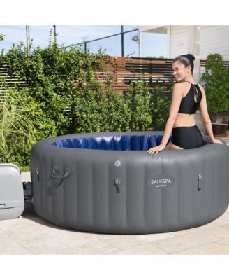 SaluSpa Santorini HydroJet Inflatable Hot Tub w/ 180 Soothing Jets, Gray