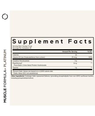 Muscle Formula+ Platinum Supplement - Creatine Monohydrate, PeptiStrong Fava Bean Protein Hydrolysate, Vitamin D3, Unflavored, 8.78 Oz