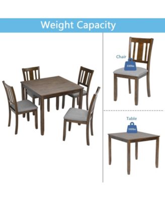 5 Piece Wooden Dining Table Set with 4 Chairs for Kitchen or Dining Room