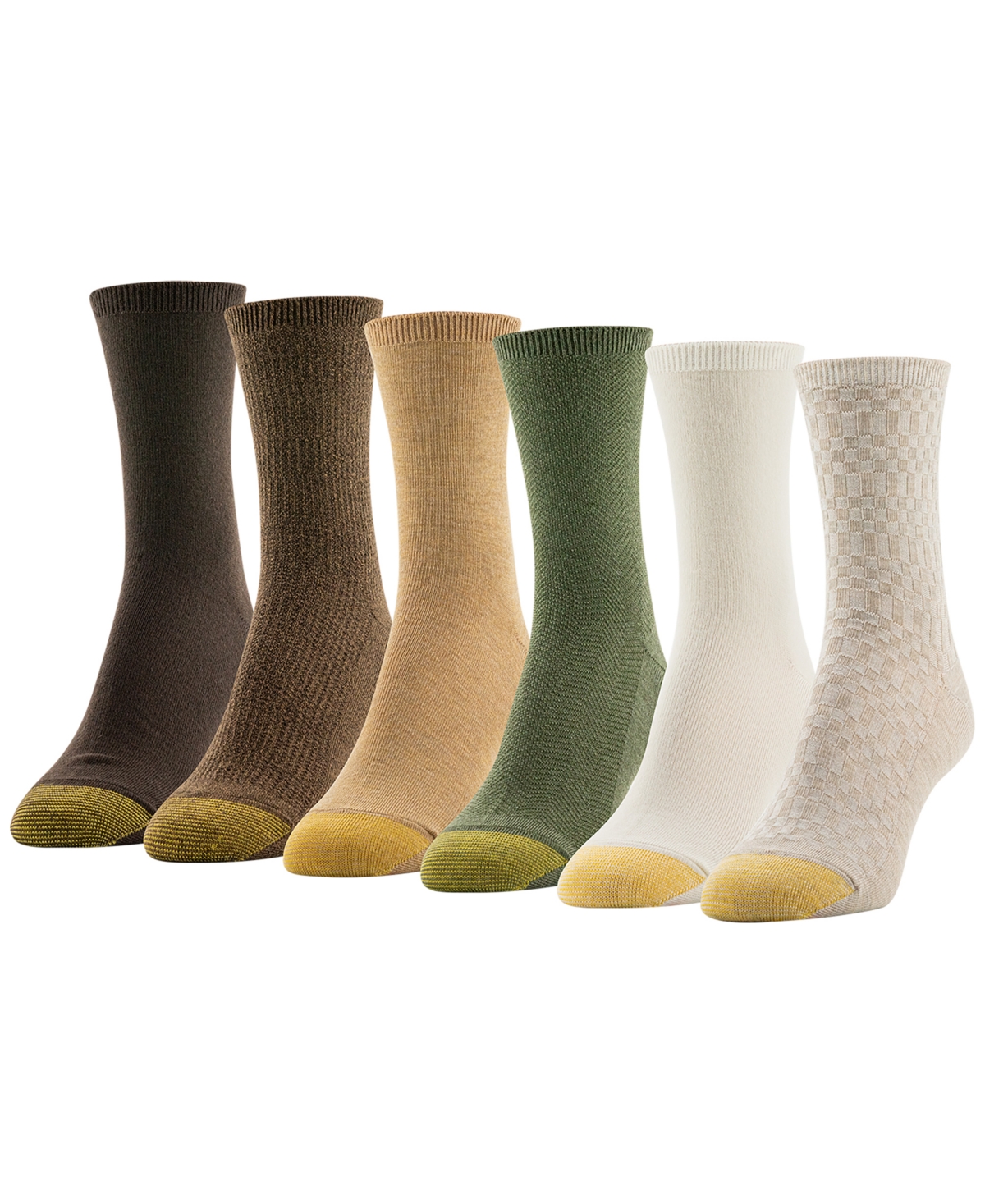Gold Toe Women's 6-pack Check Texture Midi Socks In Multi