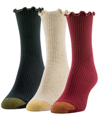 Women's 3-Pack Sparkle Lettuce Edge Midi Crew Socks