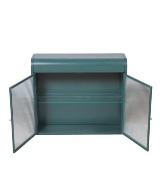 2-Door Wall-Mounted Metal Cabinet Tempered Glass Shelves