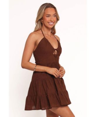 Rilie Halterneck Mini Dress - Brown