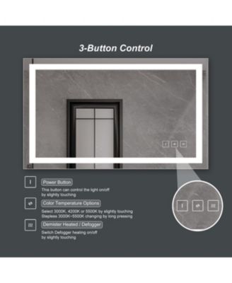 24 x 40 inch LED Lighted Bathroom Mirror, Wall Mounted Dimmable Makeup Vanity Mirror, Tempered Glass Anti-Fog Mirror, 3-Color Adjustable Warm/Natural/White Light, Horizonal & Vertical, ETL Listed