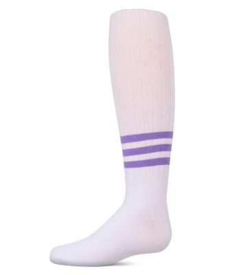 Little Girls Opaque Ribbed Bright-Stripe Cotton-Rich Tights