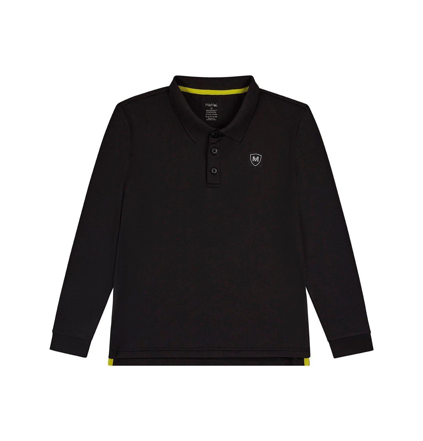 Поло MeMoi Silky Soft Dri-Effect Moisture Wicking Long Sleeve Polo для мальчиков, цвет: Чёрный — фото 1