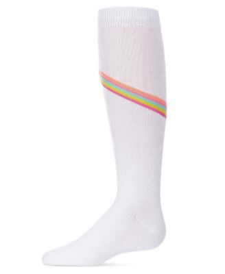 V Stripe Lurex Cotton Blend Knee High Socks