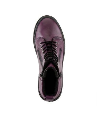 Hoylein Leather Combat-Style Boot with Double Zippers and Removable Insole