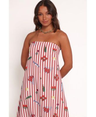 Women's Soph Strapless Maxi Dress - Red Picnic Stripe
