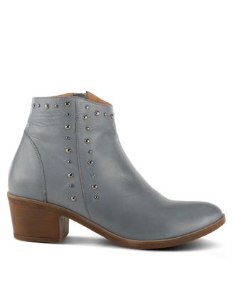 Wildwest Leather Western Bootie with Studded Detail and Inside Zipper