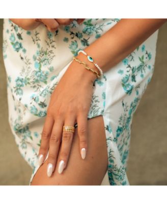 Sterling Silver Paperclip and Beaded Twisted Chain Bracelet